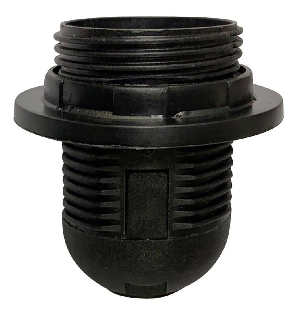Portalámpara Plástico E27 Con Rosca Exterior - Negro
