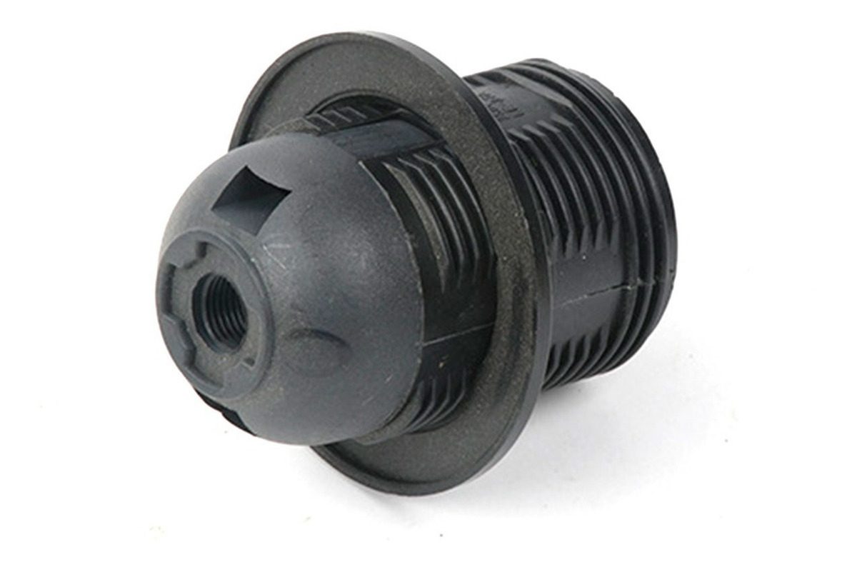 Portalámpara Plástico E27 Con Rosca Exterior - Negro - 1