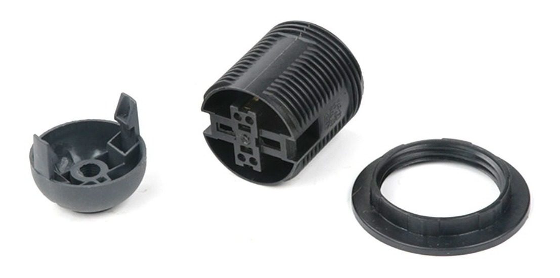 Portalámpara Plástico E27 Con Rosca Exterior - Negro - 2
