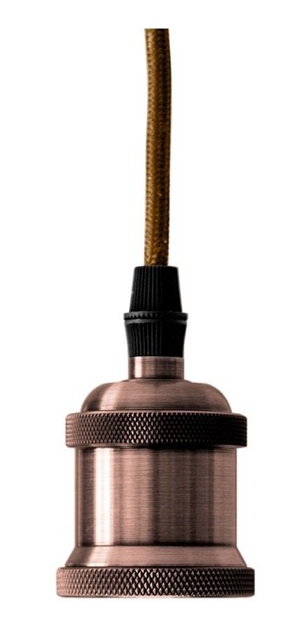 Luminaria Colgante Vintage - Color Bronce Cable De Tela, 1 M Bronce - 1