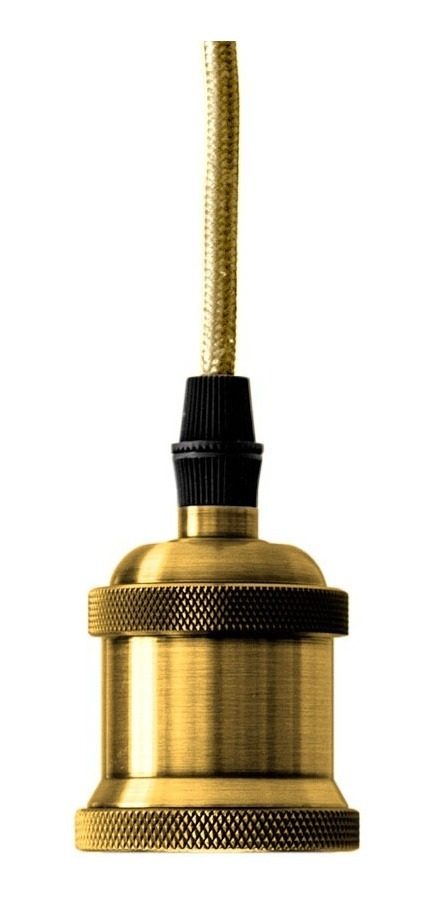 Luminaria Colgante Vintage Cable De Tela, 1 M De Largo  Dorado - 1
