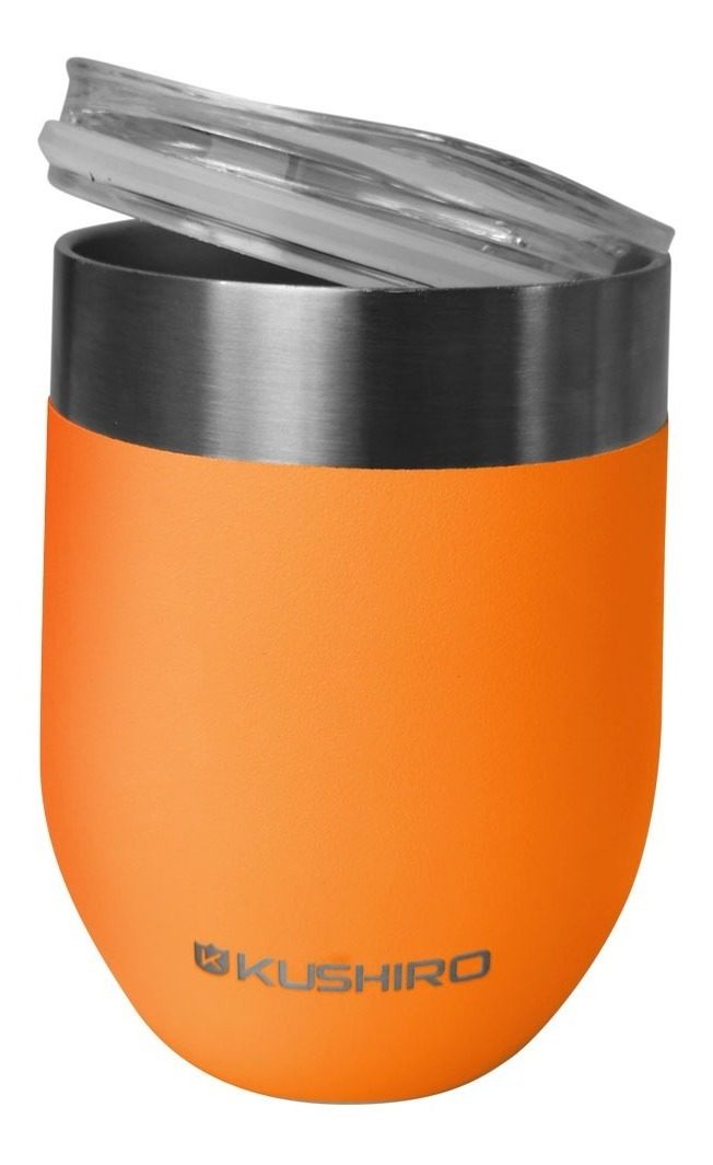 Vaso Térmico Naranja 350 Ml Doble Pared Acero Inoxidable Liso - 1