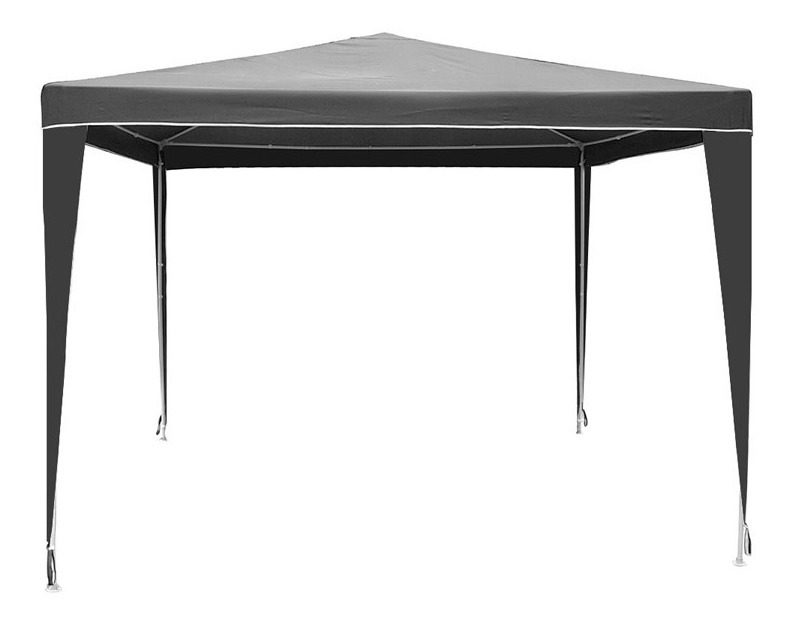 Gazebo Poliéster 3m×3m Gris Incluye 4 Sogas Y 8 Estacas