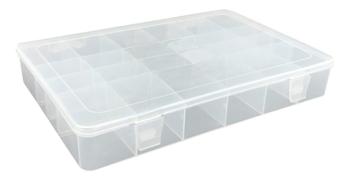 Caja Organizadora 24 Compartimientos C Bisagras De Plastico Transparente
