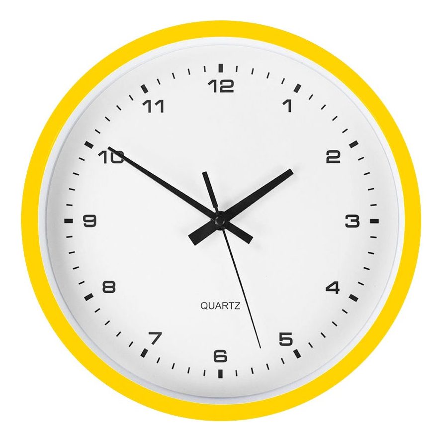 Reloj Pared 20 Cm Silencioso Vonne Color Amarillo Amarillo Blanco