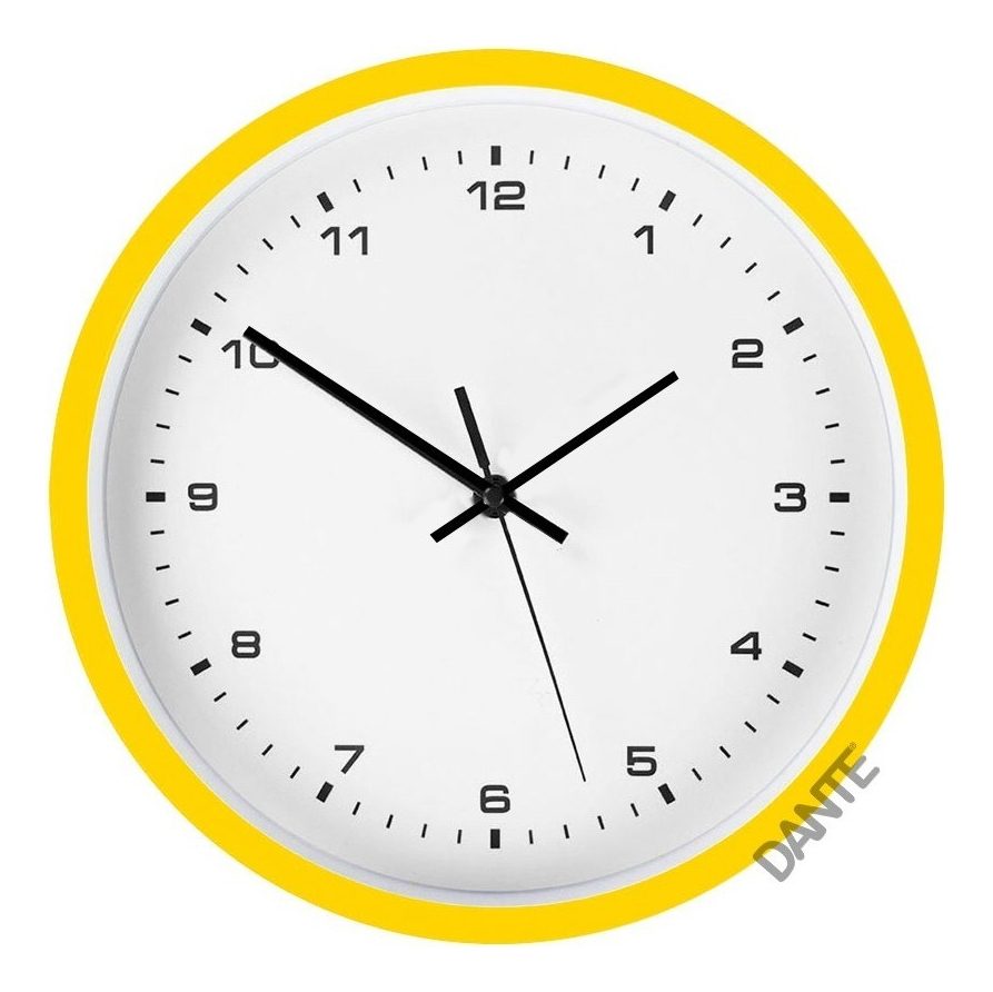 Reloj Pared 20 Cm Silencioso Vonne Color Amarillo Blanco