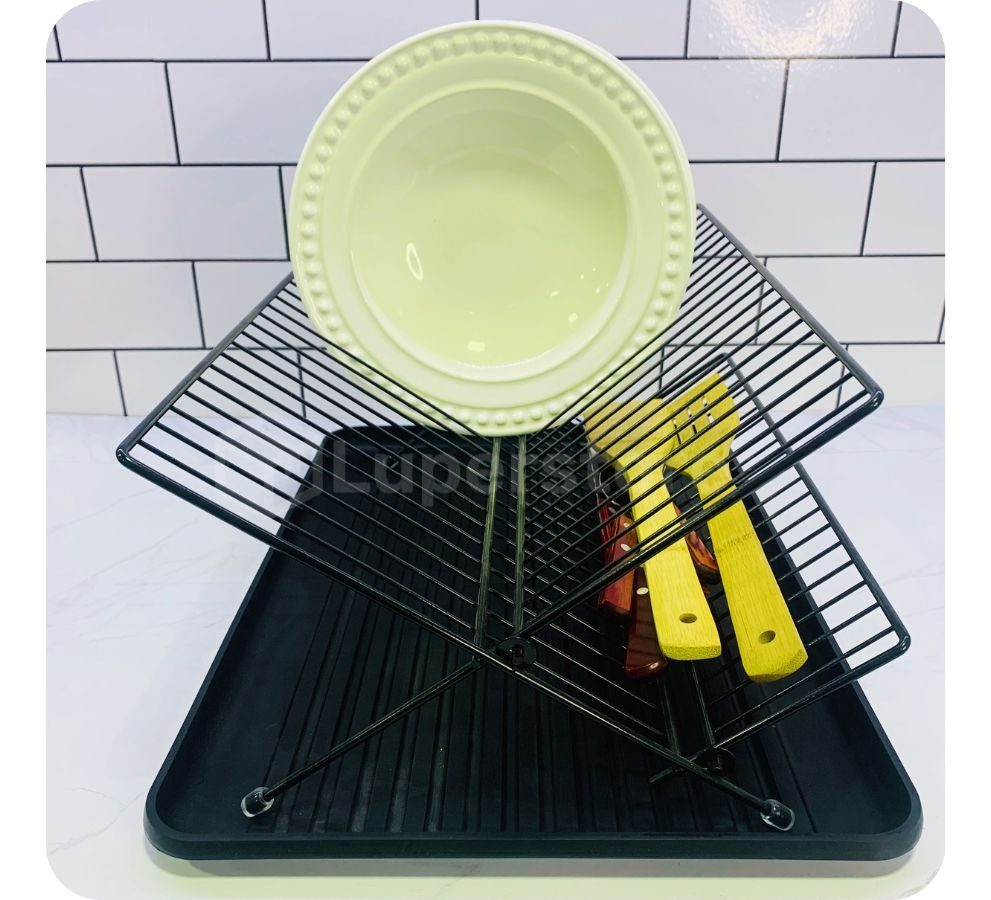 Escurreplatos Secaplatos Escurridor Plegable Negro Tijera