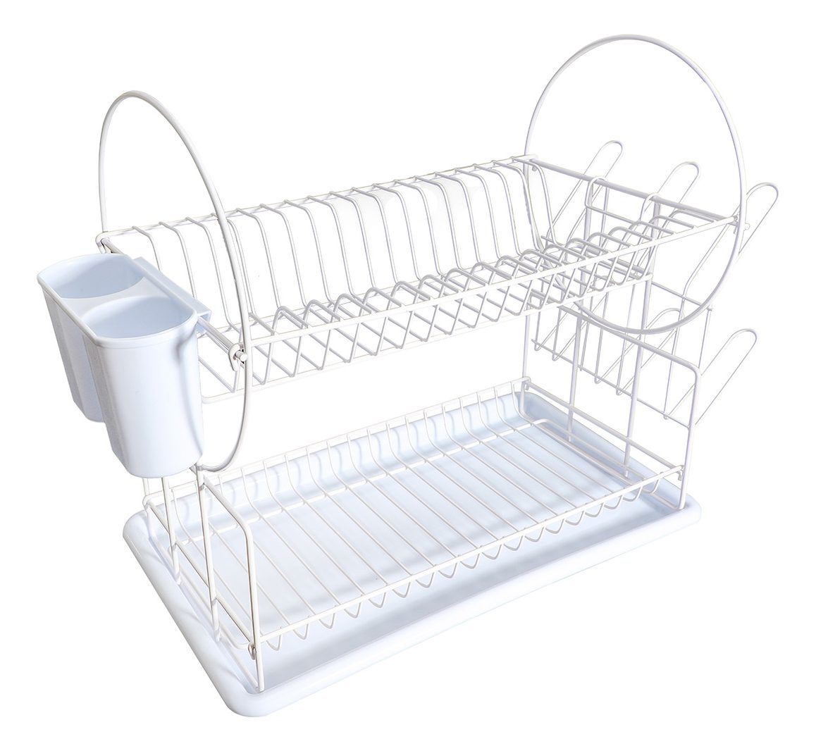 Escurreplatos De Dos Niveles Con Recubrimiento Vonne Blanco
