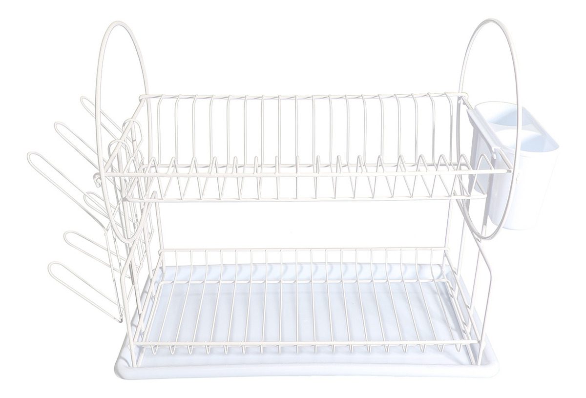 Escurreplatos De Dos Niveles Con Recubrimiento Vonne Blanco - 1