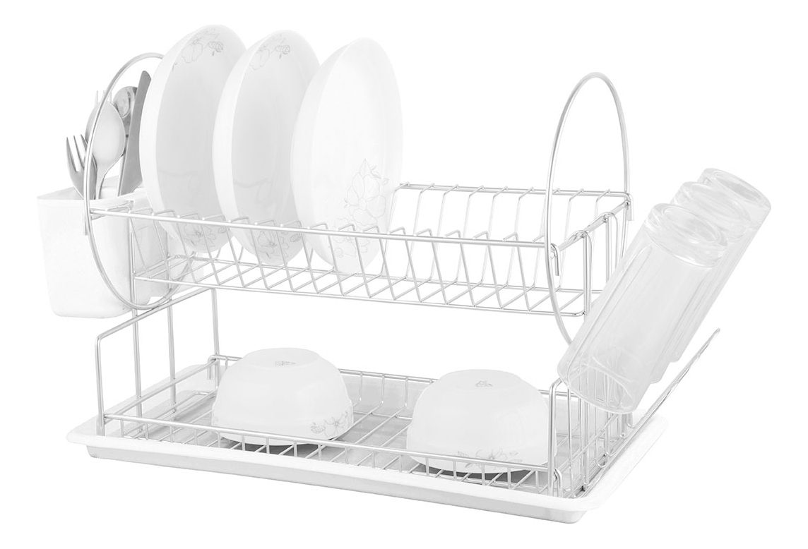 Escurreplatos De Dos Niveles Con Recubrimiento Vonne Blanco - 2