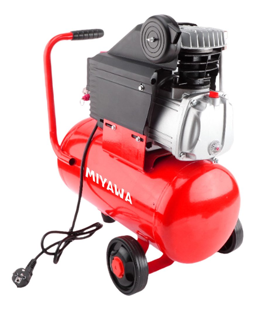Compresor 24 L De 1,2 Hp Con Kit De 3 Piezas Miyawa Rojo - 2