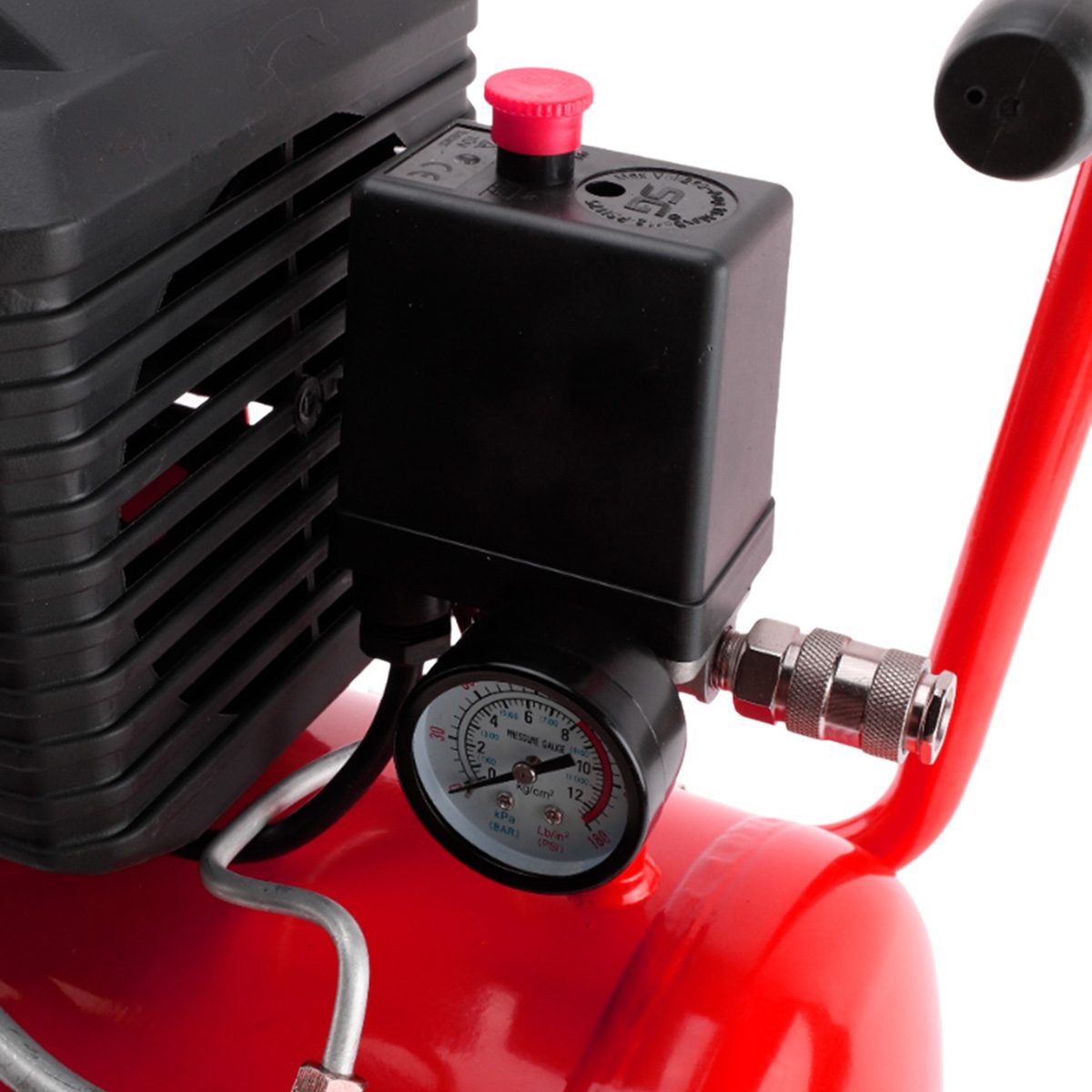 Compresor 24 L De 1,2 Hp Con Kit De 3 Piezas Miyawa Rojo - 4