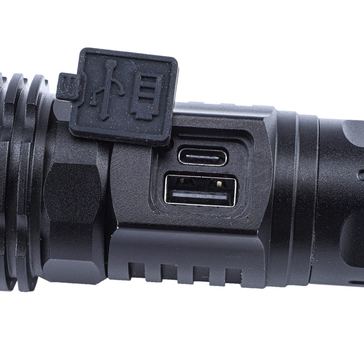 Linterna Tactica Militar Etheos Aclcance 700 Mt Bateria 3000 Mah Recargable Blanco Negro - 4