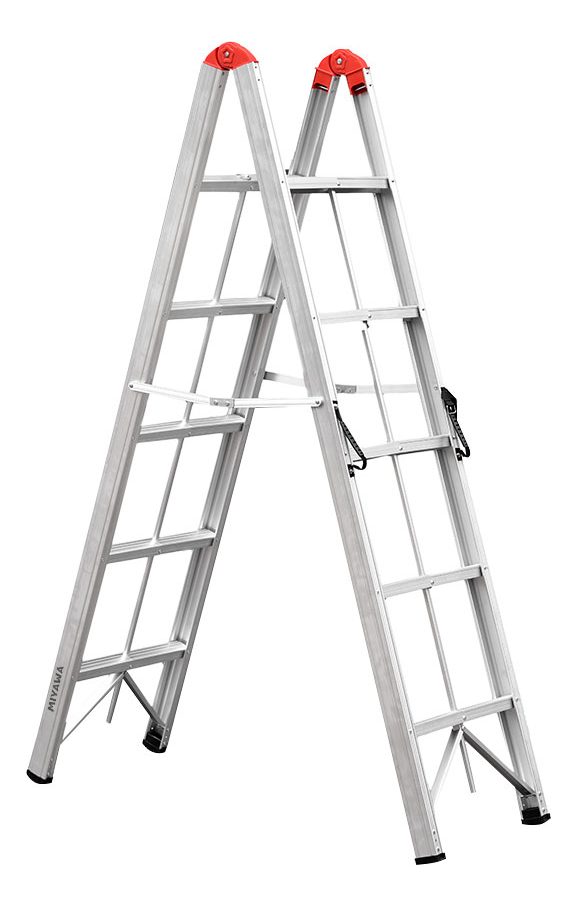 Escalera De 5 Escalones Ultra Compacta Miyawa Gris