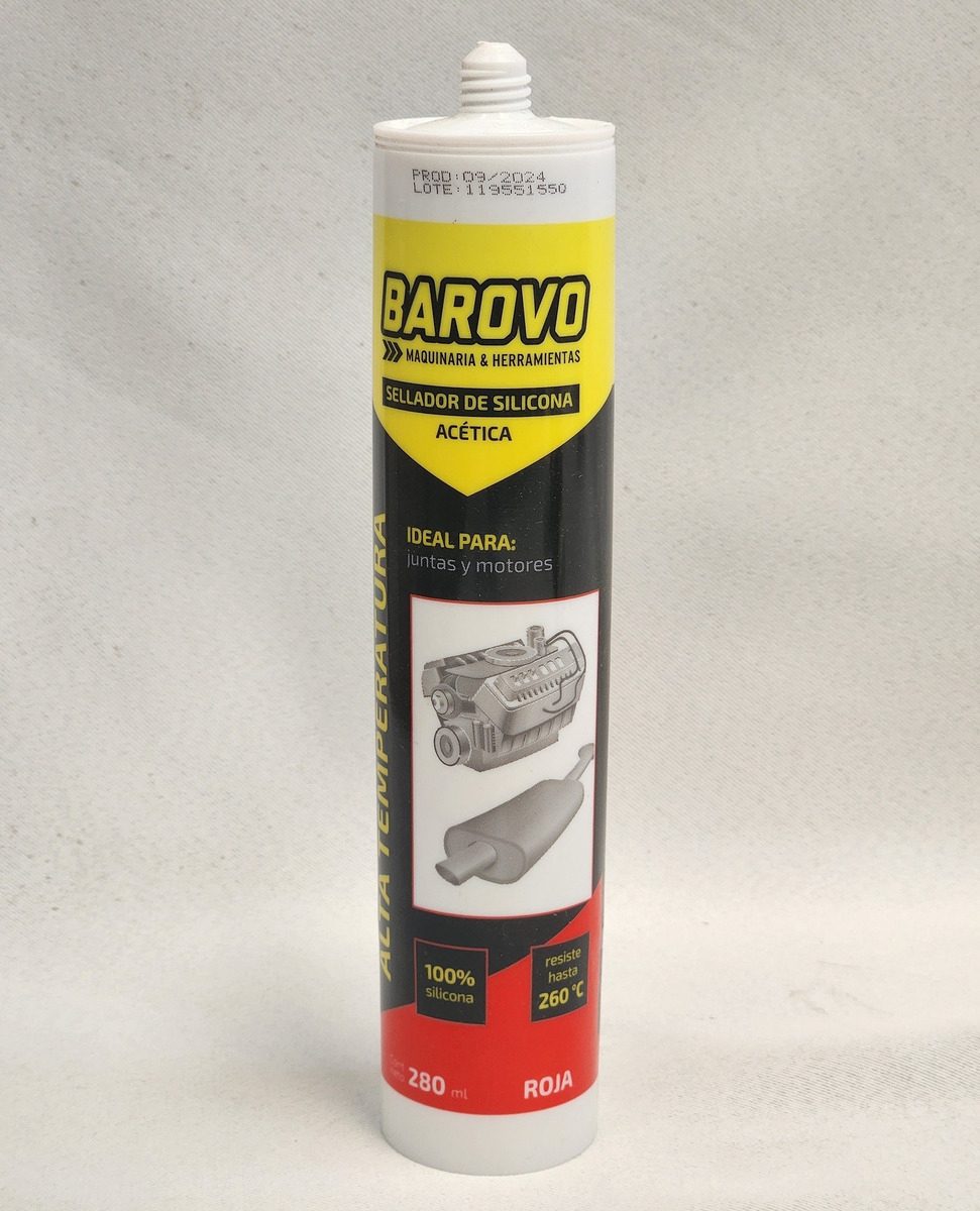 Sellador Silicona Roja Alta Temperatura 280ml Barovo Acetica - 1