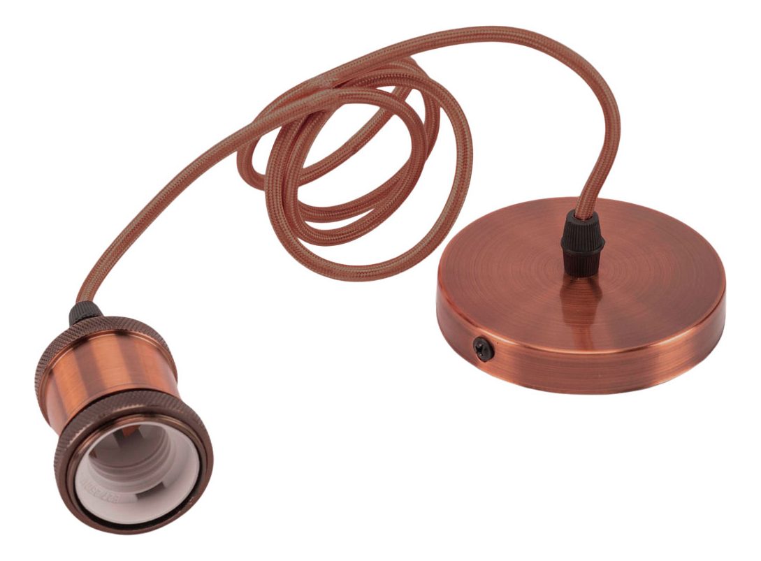 Lámpara Colgante Vintage Aluminio Cobre Cable Textil Etheos Cobre - 1