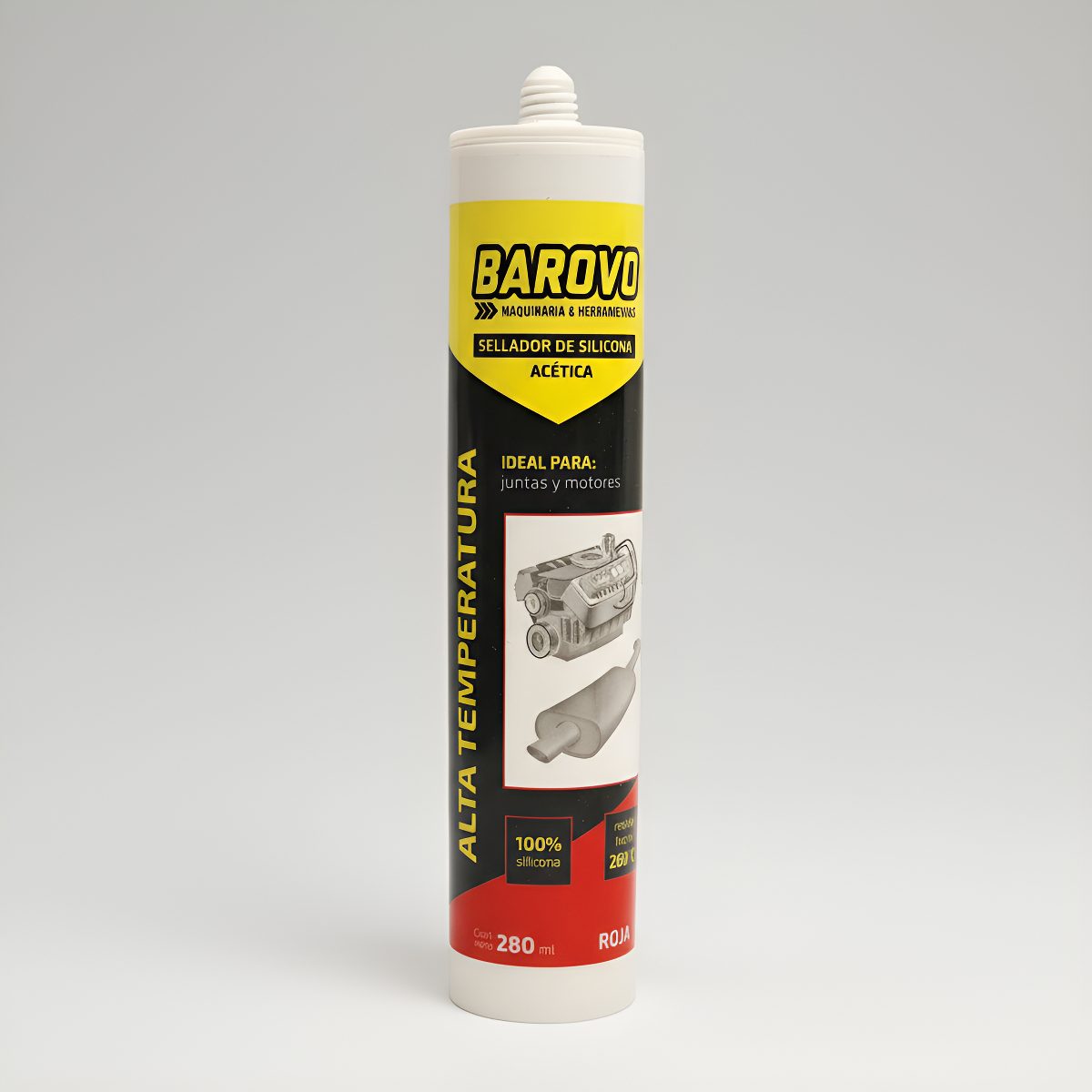 Sellador Silicona Roja Alta Temperatura 280ml Barovo Acetica