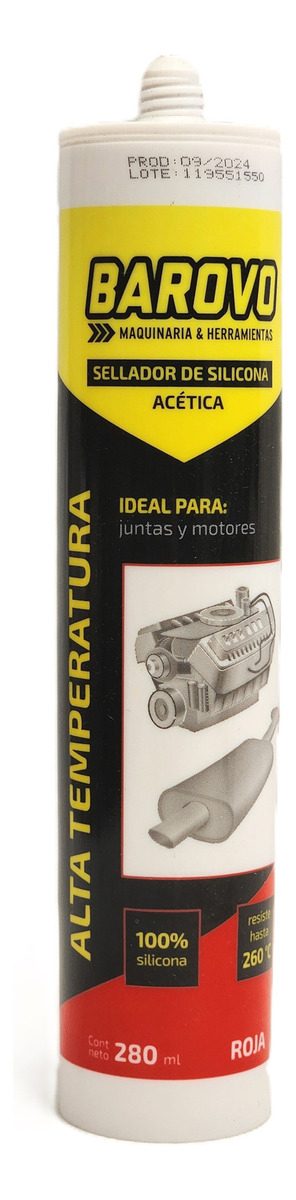 Sellador Silicona Roja Alta Temperatura 280ml Barovo Acetica - 2