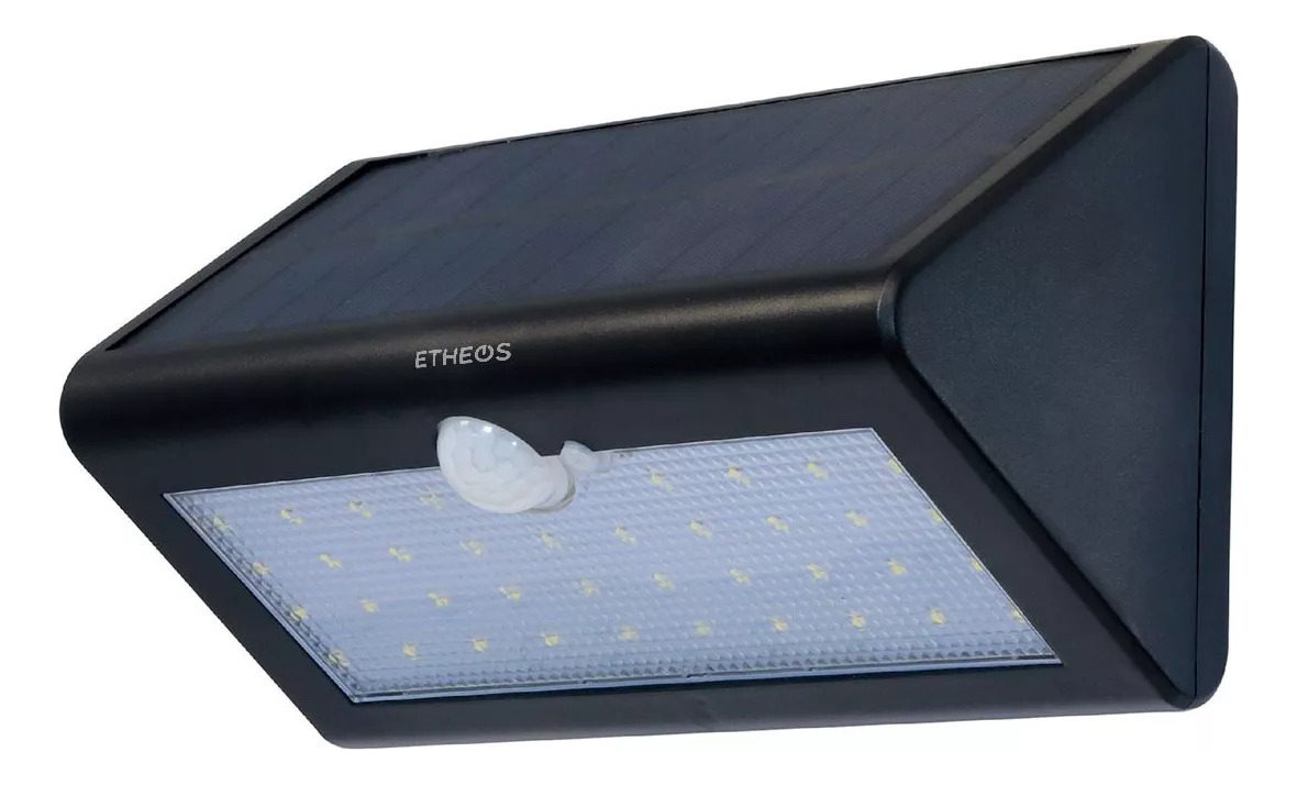 Reflector Farol Solar Exterior 38 Leds Etheos Y Sensor Color De La Carcasa Negro Color De La Luz 6500k