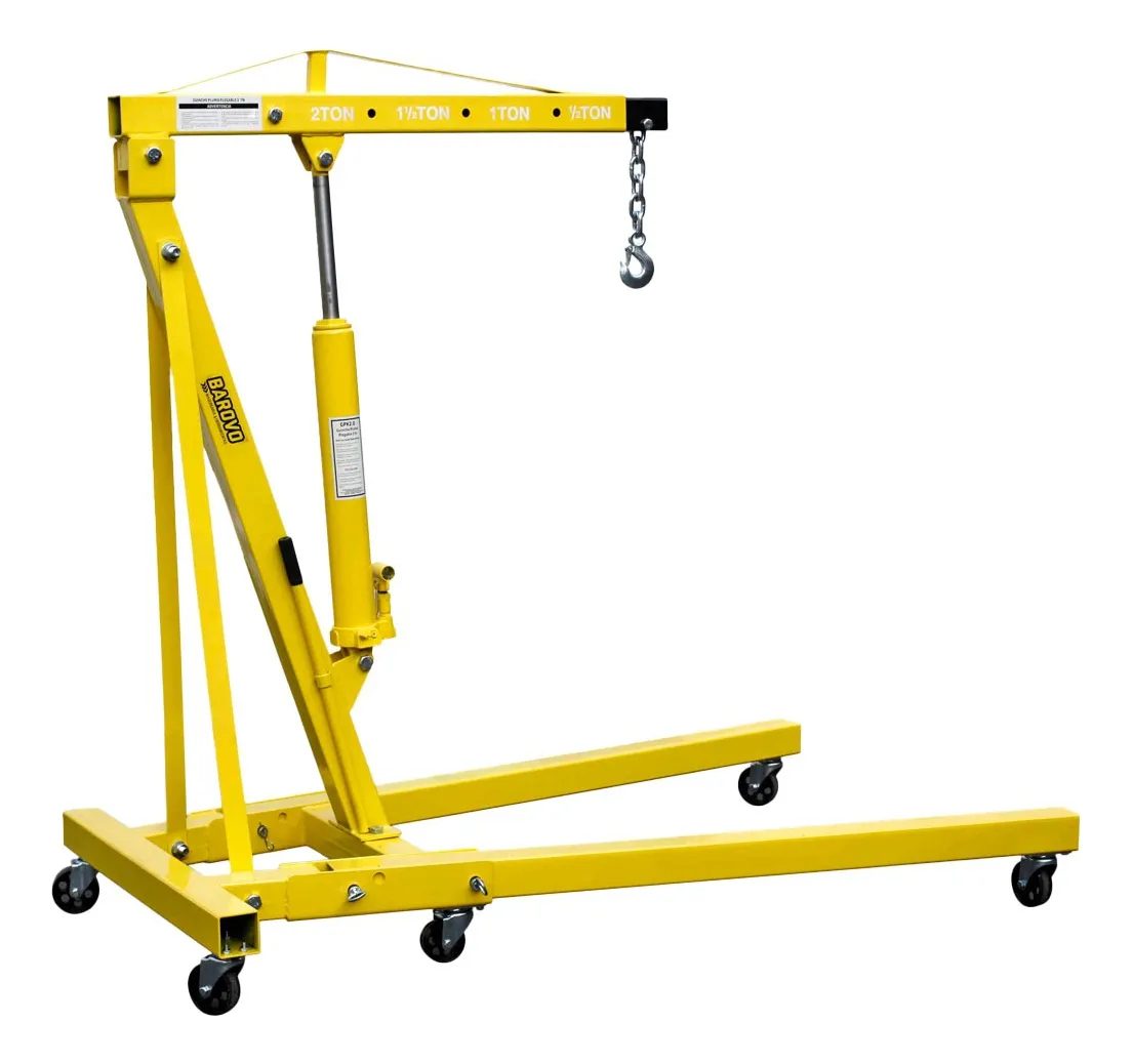 Guinche Pluma Plegable Barovo Profesional Reforzado 2000kg 28 A 225cm Hidraulico Color Amarillo