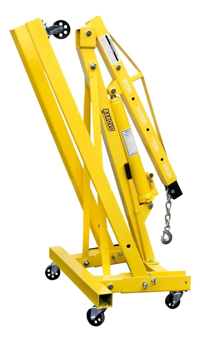 Guinche Pluma Plegable Barovo Profesional Reforzado 2000kg 28 A 225cm Hidraulico Color Amarillo - 2