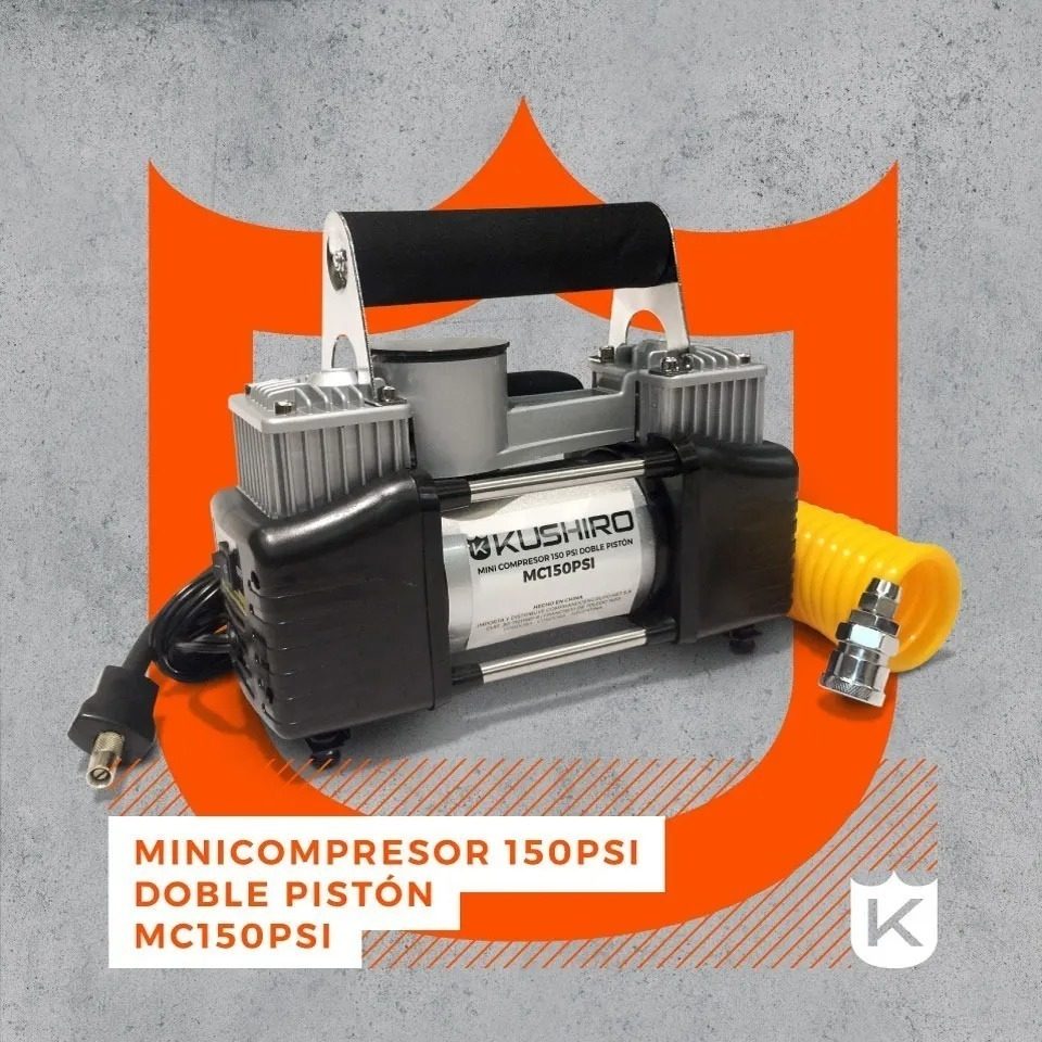 Compresor De Aire Mini A Batería Portátil Kushiro Mc150psi 500ml 25hp - 1