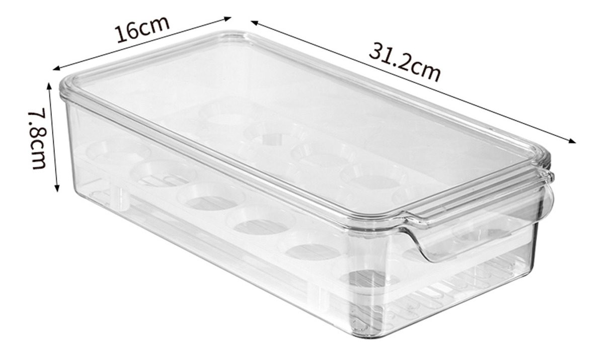 Contenedor De Huevos Con Tapa 31,2 Cm × 16 Cm × 7,8 Cm - Transparente - 1