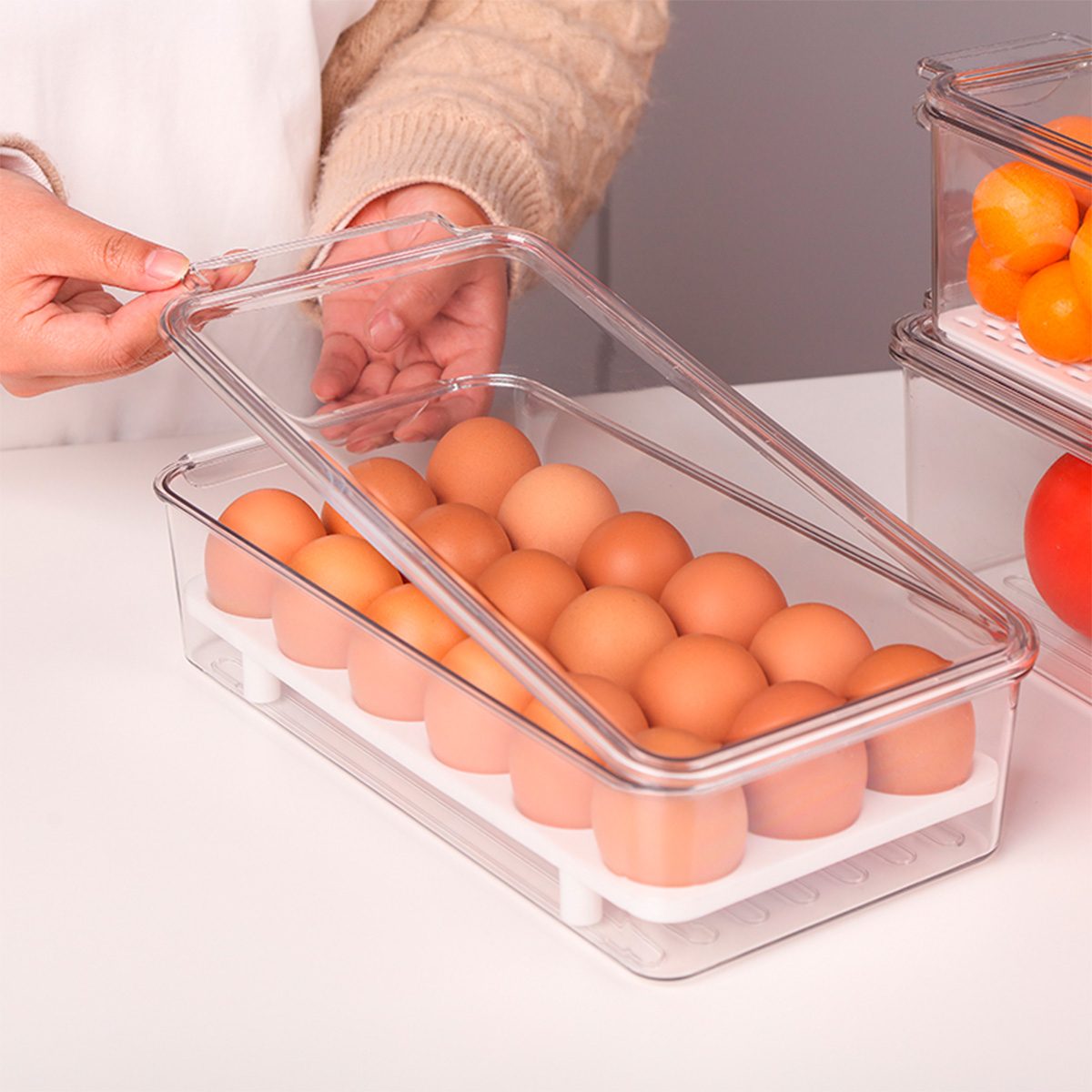 Contenedor De Huevos Con Tapa 31,2 Cm × 16 Cm × 7,8 Cm - Transparente - 2