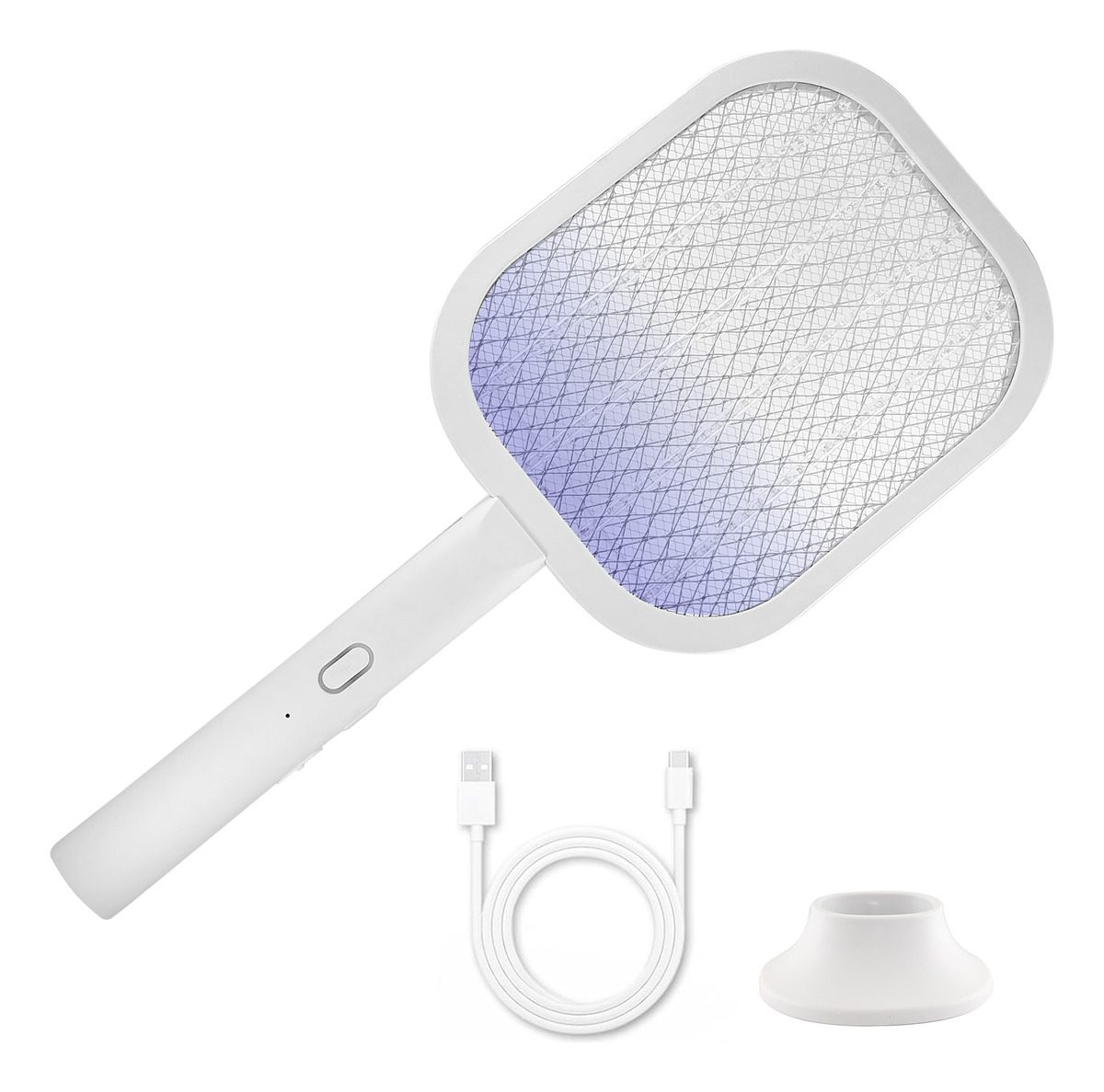 Raqueta Paleta Mata Moscas Mosquitos C/ Trampa Recargable Color Blanco