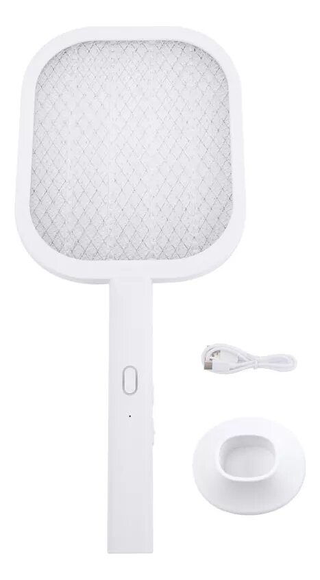 Raqueta Paleta Mata Moscas Mosquitos C/ Trampa Recargable Color Blanco - 9