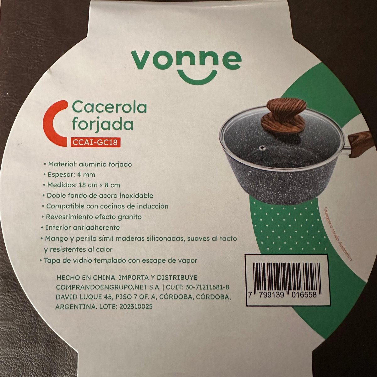 Cacerola Forjada De 18 Cm Con Mango Nature Vonne Ccai-gc18 - Gris - 7