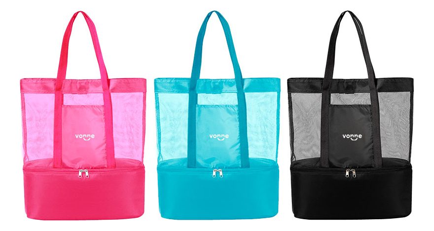 Bolso Playero Con Conservadora Térmica Rosa Turquesa Negro
