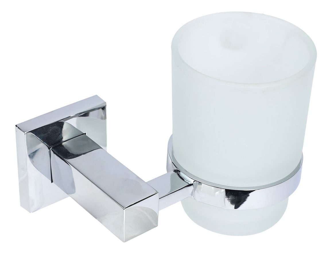 Porta Vaso Metálico Con Vidrio Línea Loto Cromado