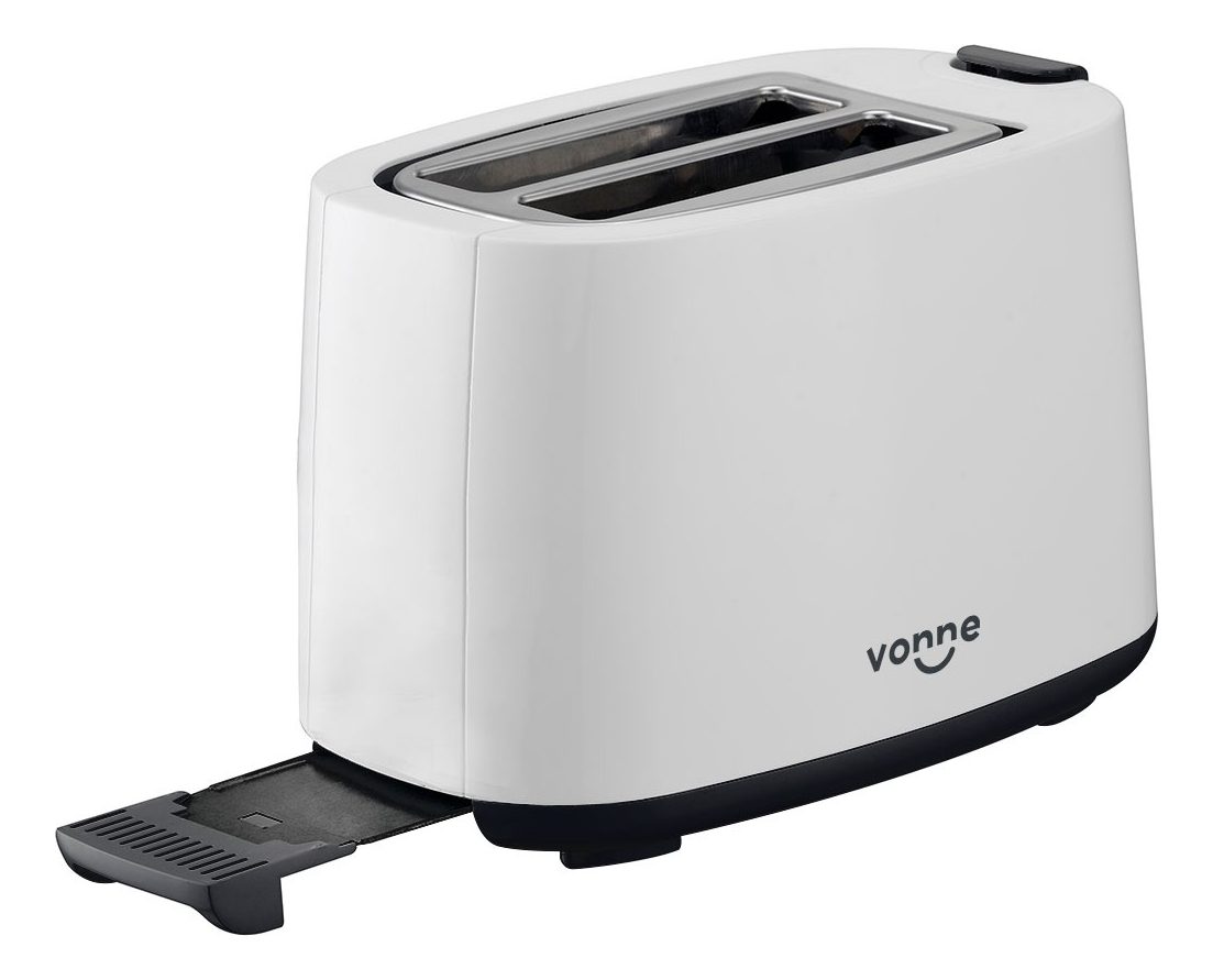 Tostadora Electrica 750w Vonne Bandeja Recolectora Migas Blanco - 2