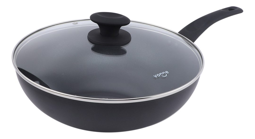 Wok 28 Cm Con Tapa Selecta Vonne Negro