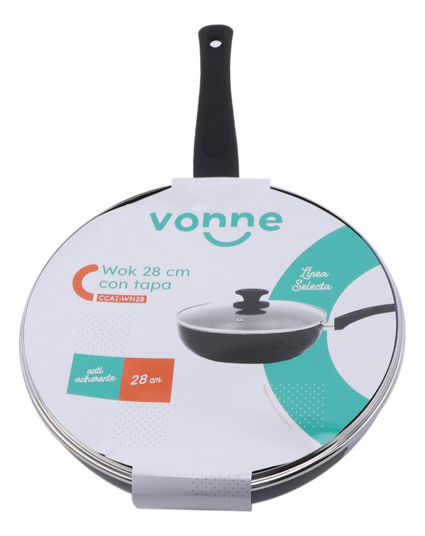 Wok 28 Cm Con Tapa Selecta Vonne Negro - 4