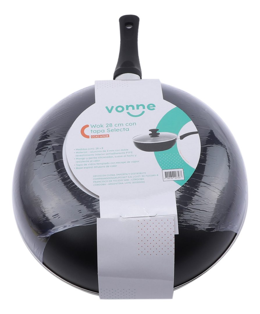 Wok 28 Cm Con Tapa Selecta Vonne Negro - 5
