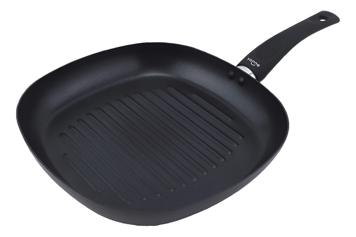 Bifera 26 Cm Resistente Sarten Estrias Anti Adherente Cocina Color Negro