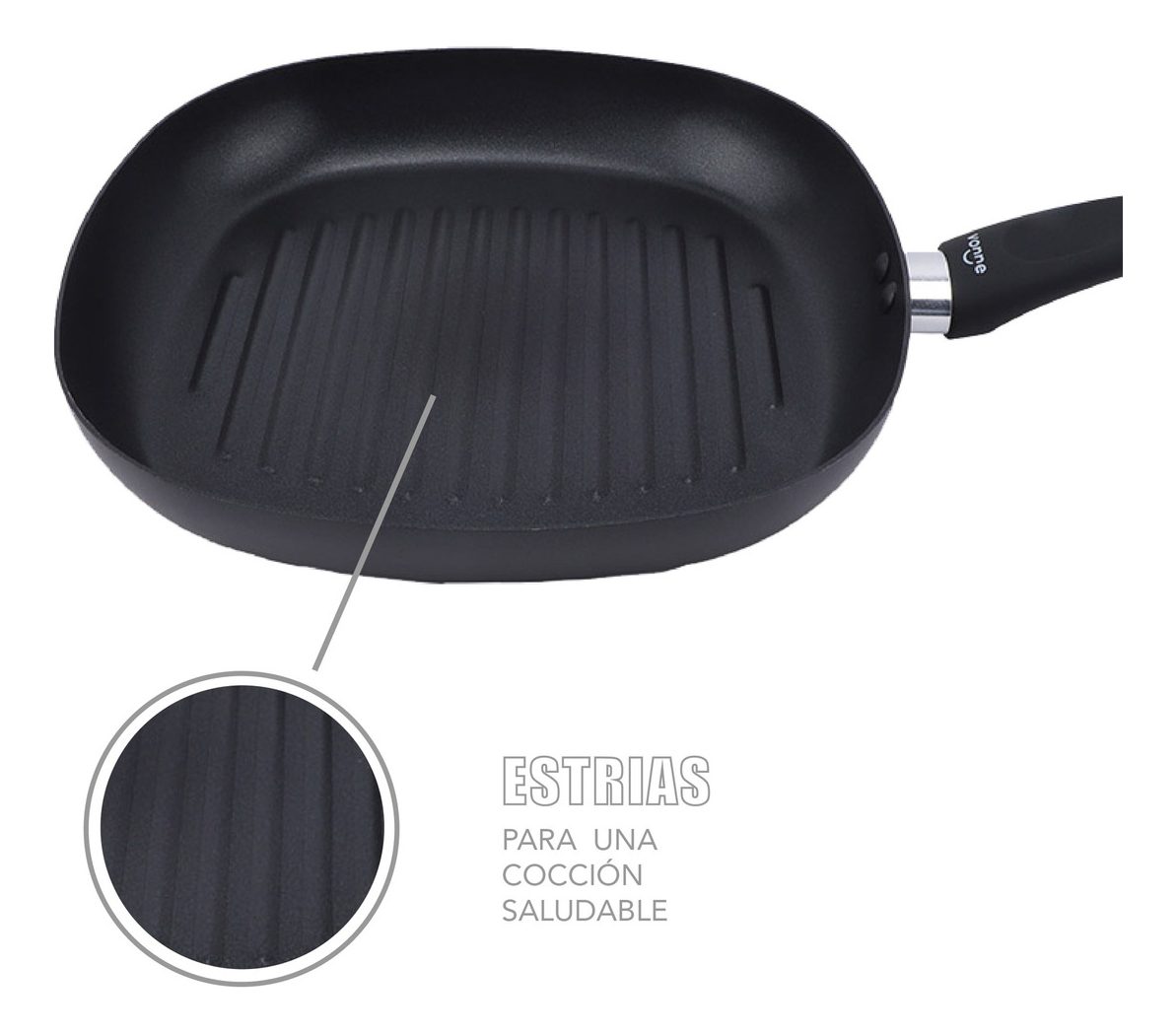 Bifera 26 Cm Resistente Sarten Estrias Anti Adherente Cocina Color Negro - 3