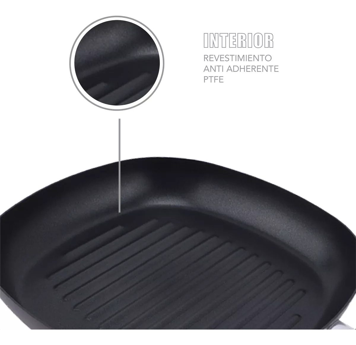 Bifera 26 Cm Resistente Sarten Estrias Anti Adherente Cocina Color Negro - 6