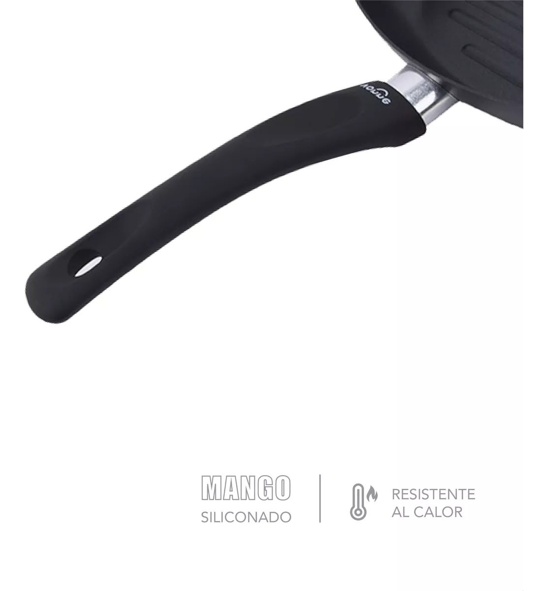 Bifera 26 Cm Resistente Sarten Estrias Anti Adherente Cocina Color Negro - 7