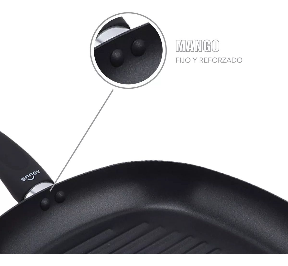 Bifera 26 Cm Resistente Sarten Estrias Anti Adherente Cocina Color Negro - 8