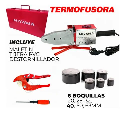 Termofusora Gas Agua 1500w 20 A 63mm + Maletín Y Accesorios Miyawa - 1