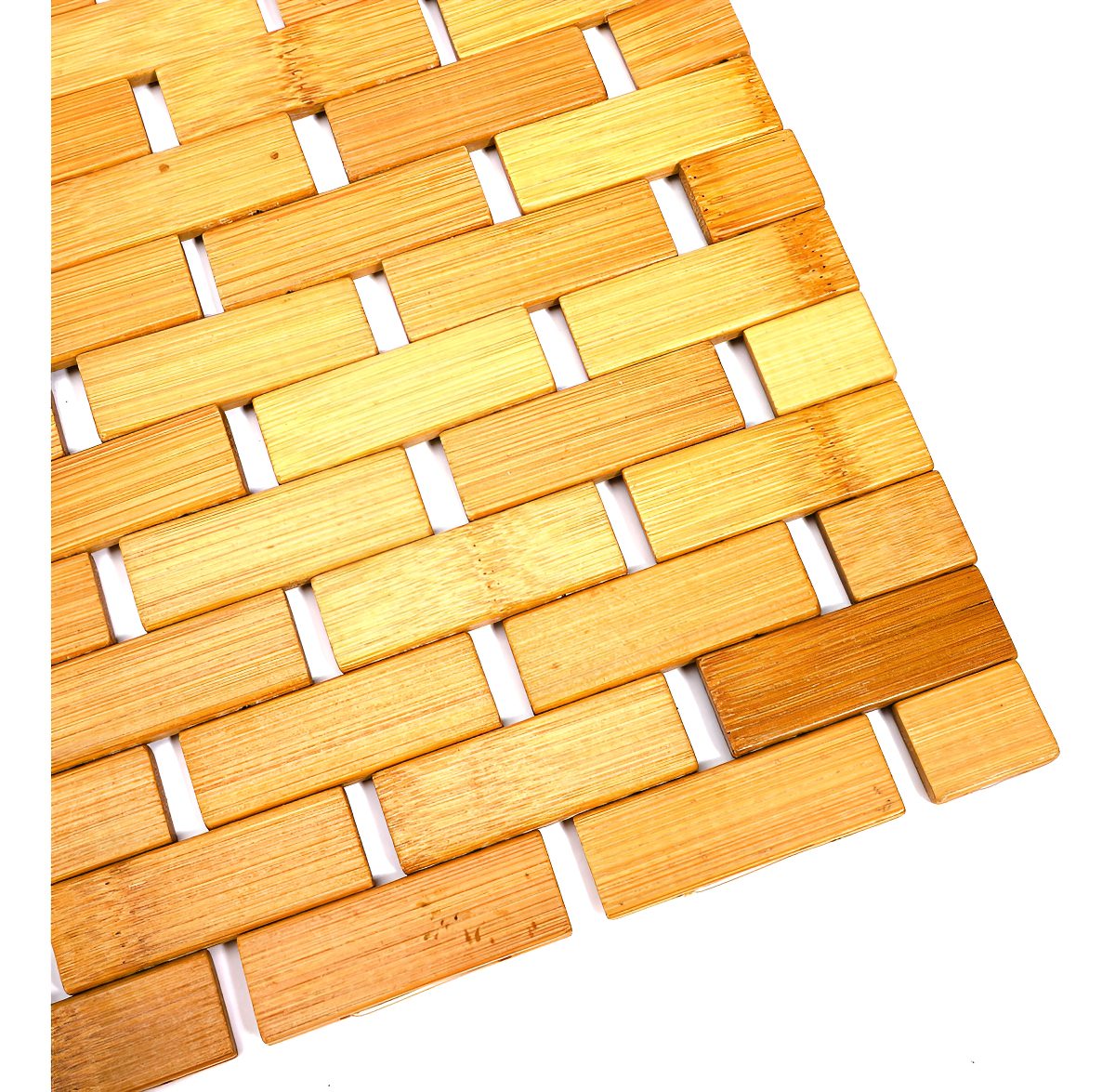 Alfombra De Baño Flexible Home De Bambu Con Antideslizante Color Marrón Liso - 1