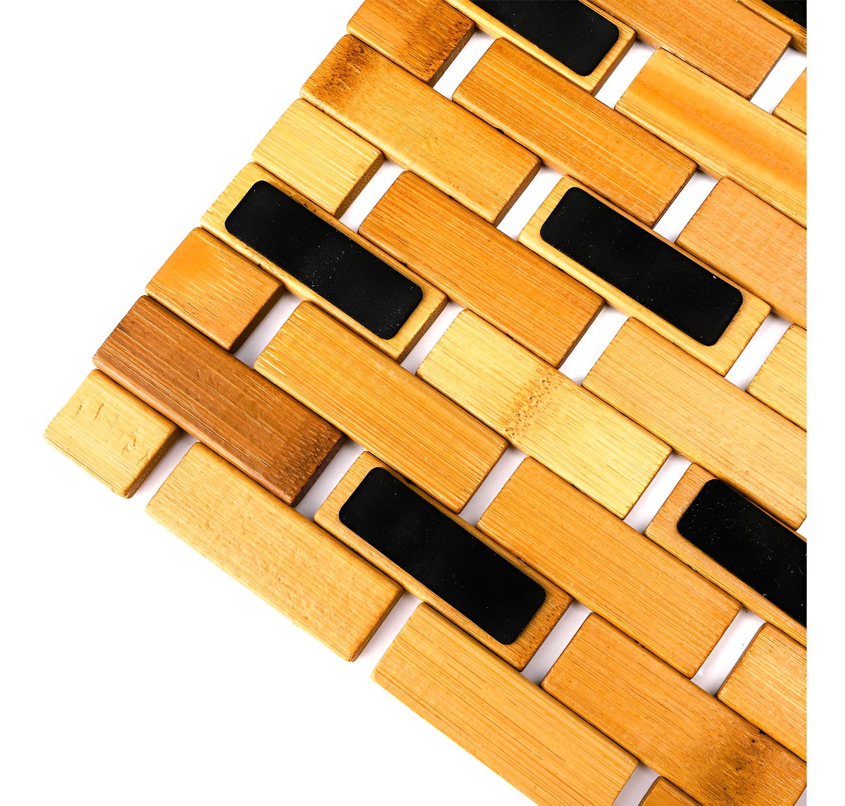 Alfombra De Baño Flexible Home De Bambu Con Antideslizante Color Marrón Liso - 4