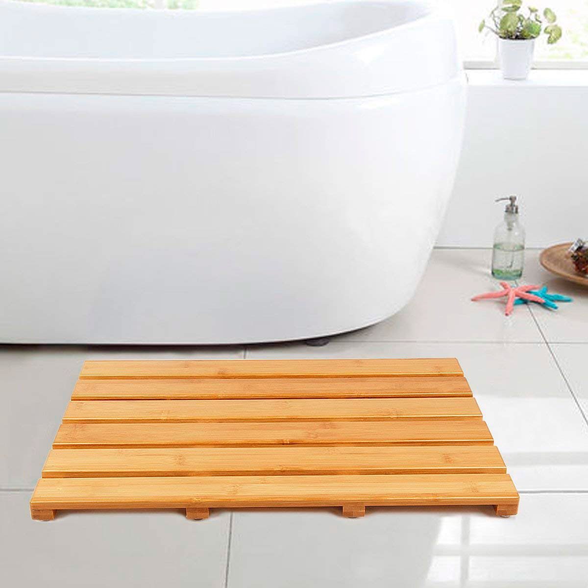 Alfombra De Baño Rígida De Bambú Vonne Marrón - 4