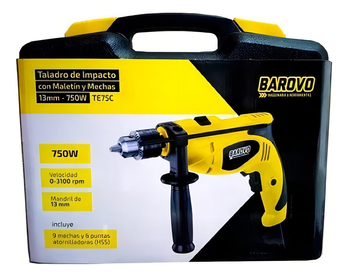 Taladro De Impacto 13 Mm 750 W Con Maletín Y Mechas Amarillo 50 Mhz - 5