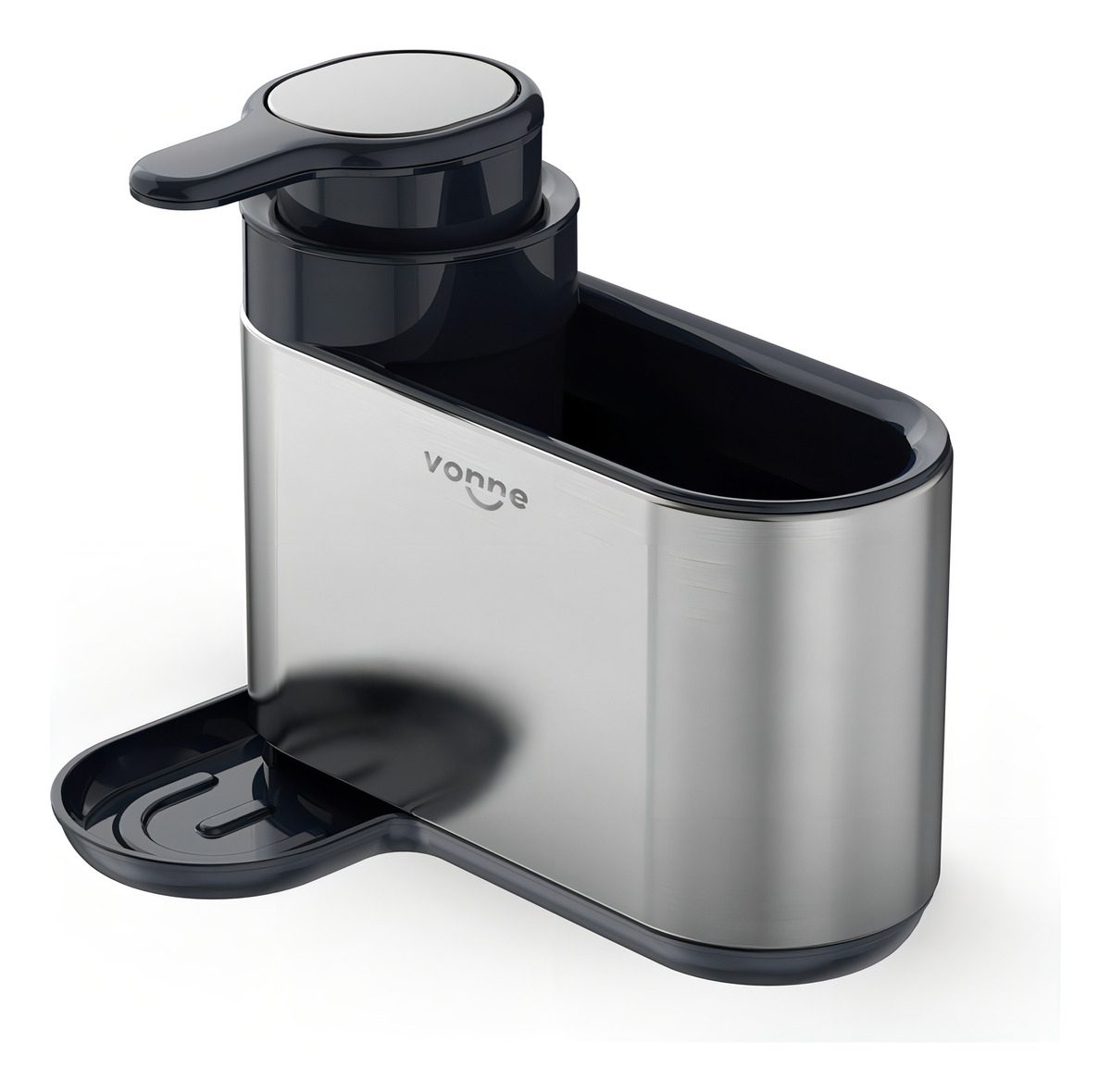 Organizador De Bacha Cocina Esponja Vonne Con Dispenser Abs Acero