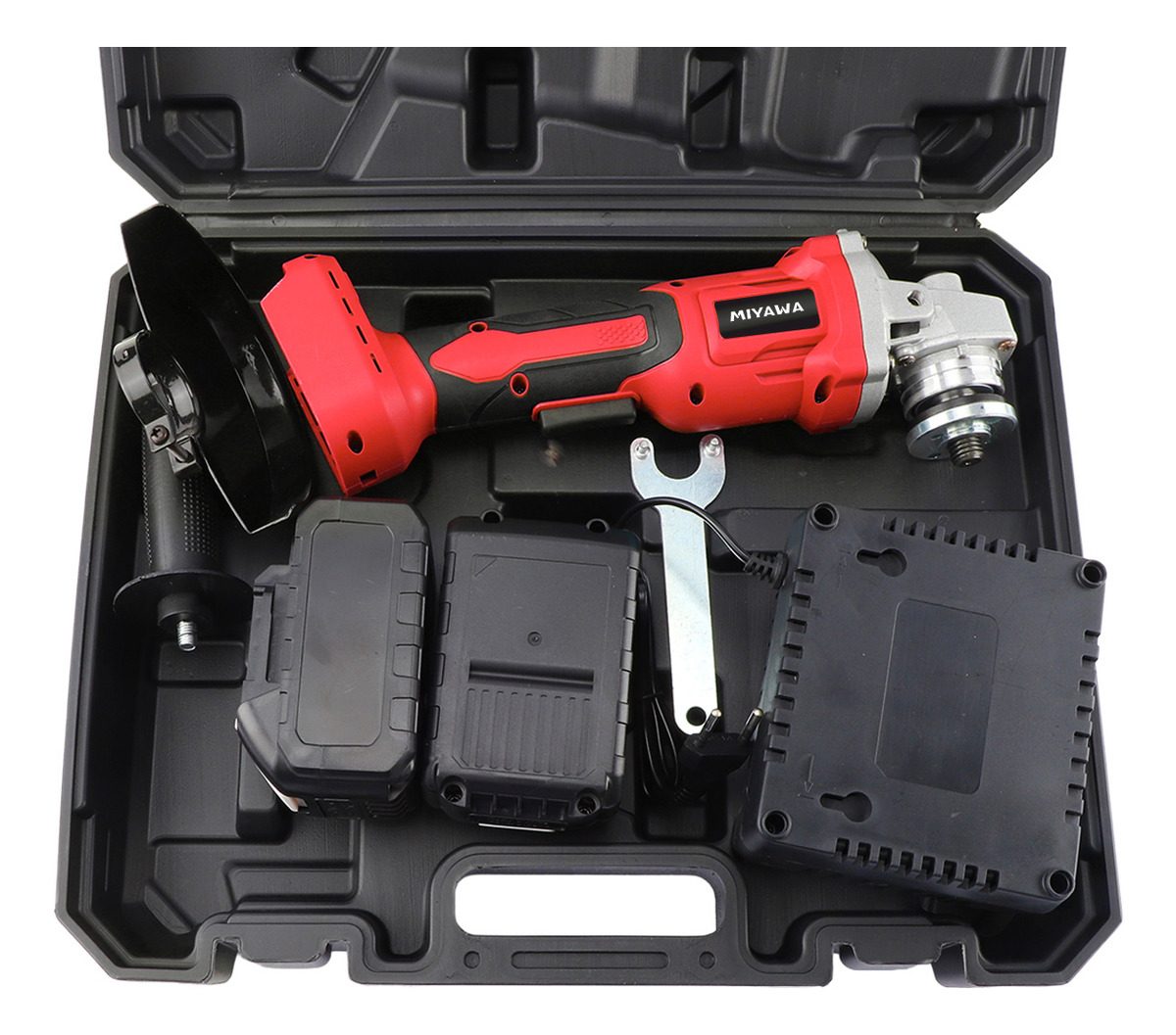 Amoladora Angular 4 1/2  Con Cargador Y Baterías Miyawa Rojo 50hz/ 60hz - 2