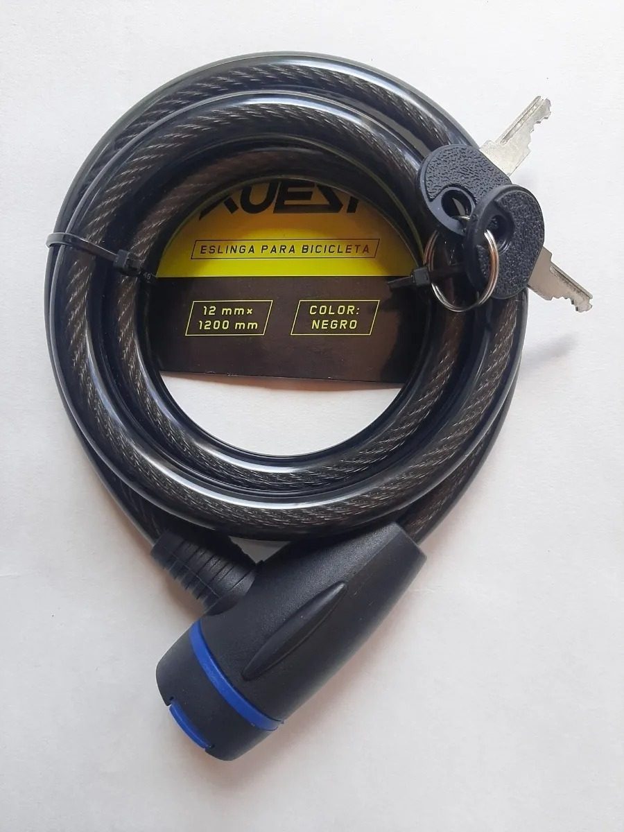 Linga Para Bicicleta Cable De Acero Seguro Candado Llave Negro - 1